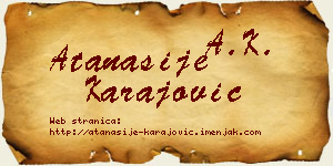 Atanasije Karajović vizit kartica